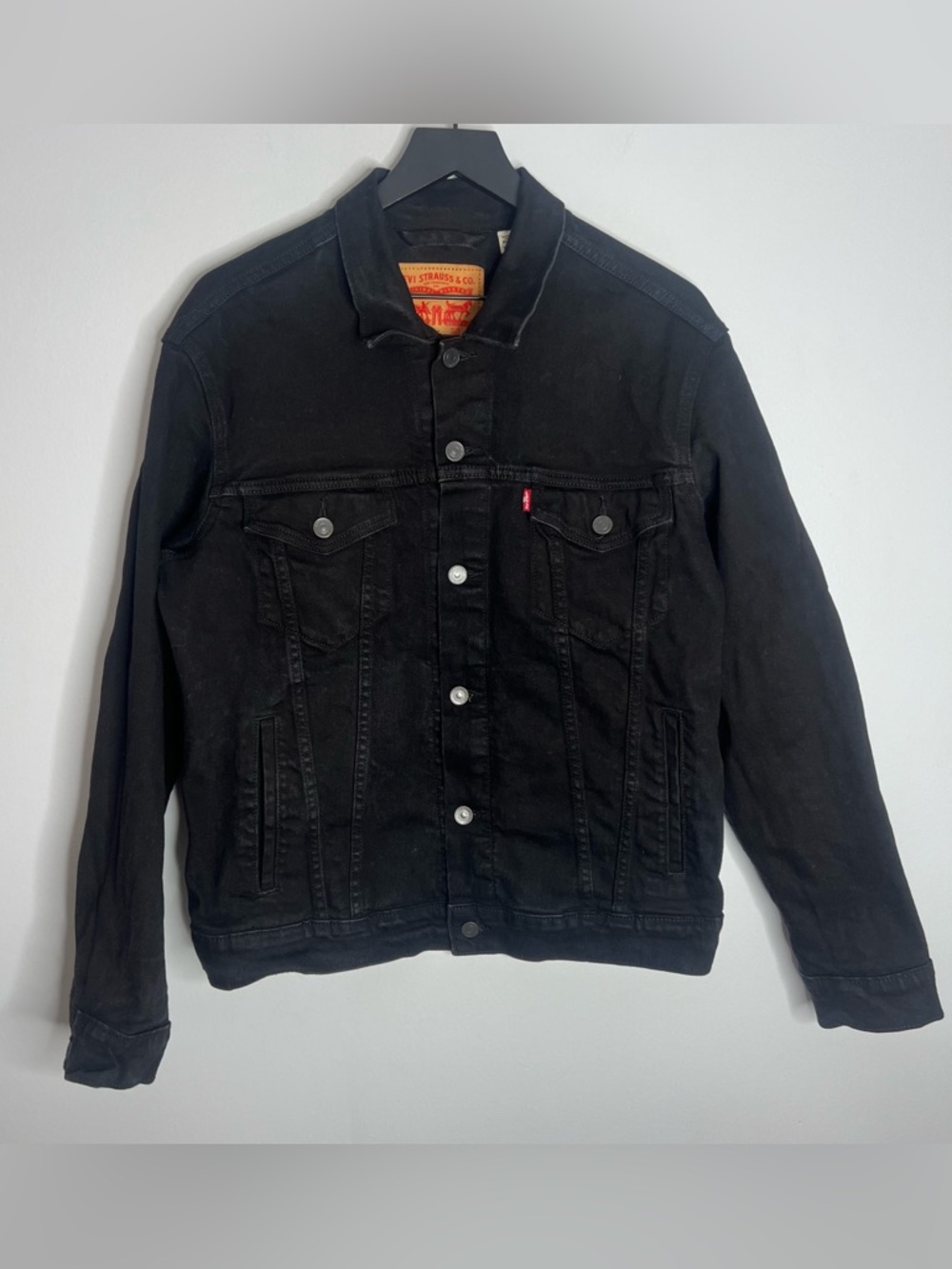 Levi’s Denim Jean Trucker Jacket Mens Medium Black Standard